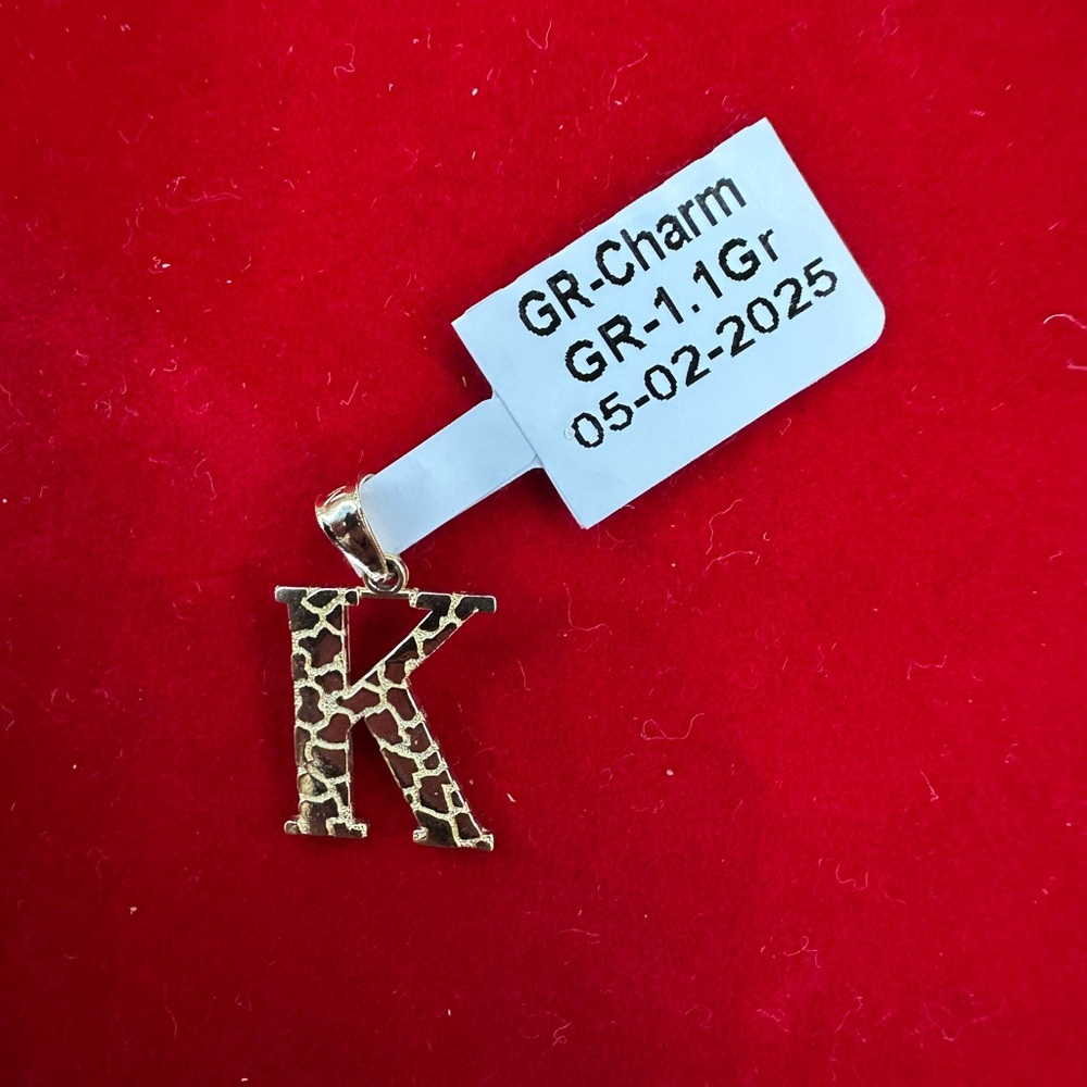 New with tags 10k Gold initial Letter K nugget Charm Pendant 1.1 grams